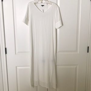 White, tunic dress, side slits